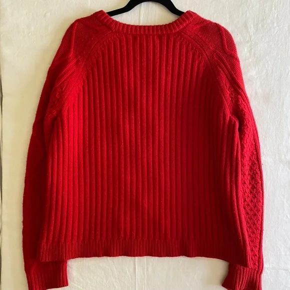 J Crew Wool Sweater Red Long Sleeve Knit Size Large - Picture 2 of 9